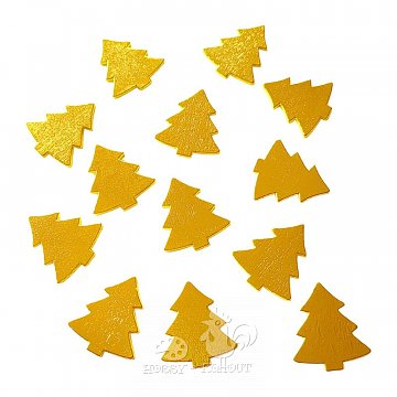 Dřevěná dekorace - stromečky 3 cm zlaté 12 ks