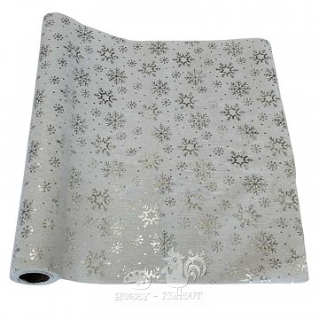 Juta role s potiskem 48 cm vločky stříbrné 1 m