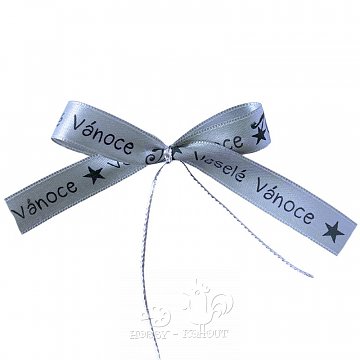 Stuha 15 mm - Veselé vánoce šedá lesklá 1 m