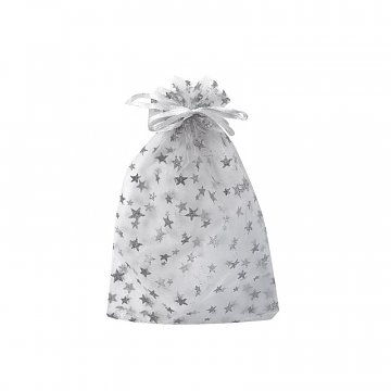 Organzový sáček 7x5 cm vánoční s hvězdičkami