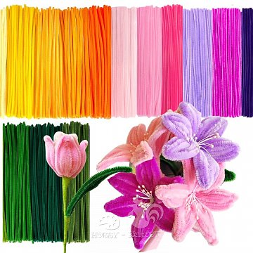 Barevné plyšové drátky dl. 30 cm velké balení 100 ks - sortiment: