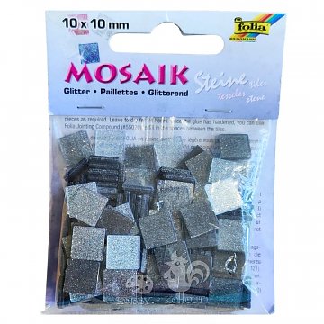 Mozaika plastová 1x1 cm třpytky - šedá, poslední 1 ks