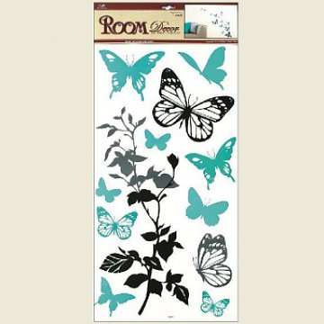Samolepící pokojová dekorace - Motýli tyrkys