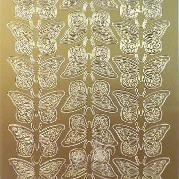 Etikety samolepící - Motýlci 32 ks zlato