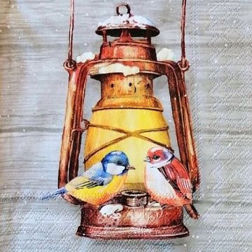 Ubrousek na decoupage - vzor 0902 dva ptáčci na lampě
