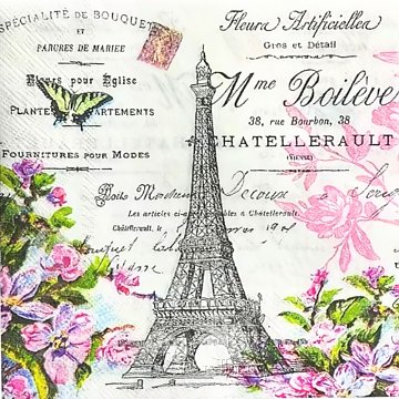 Ubrousek na decoupage - vzor 1809 Paříž, Eiffelovka