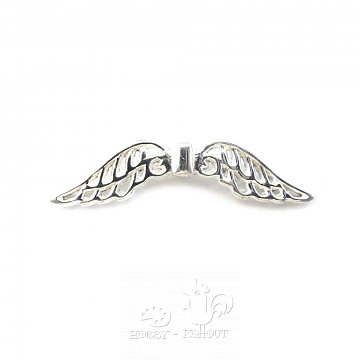 Kovový korálek - andělská křídla stříbro
