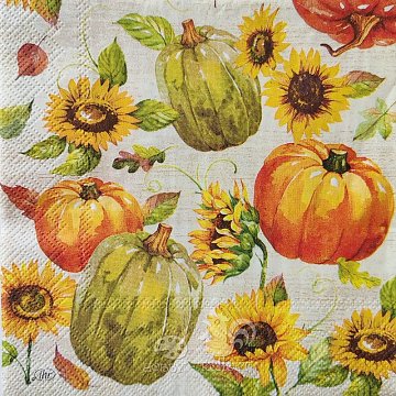 Ubrousek na decoupage - vzor 0303 slunečnice, dýně