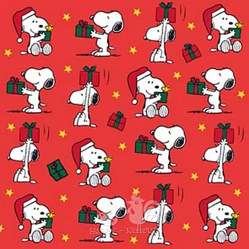 Ubrousek na decoupage - vzor 0905 Snoopy, vánoce a dárky
