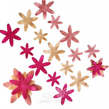 Filc kytičky 18 ks mix - růžová, pink