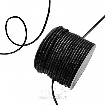 Voskovaná šňůrka bavlna š. 2 mm / 1 m černá doprodej
