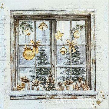 Ubrousek na decoupage - vzor 1714 vánoce, okno