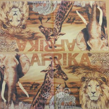Ubrousek na decoupage - vzor 4502 Afrika, lev, slon