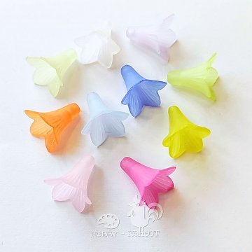 Kytičky plastové barevné zvonek 23x21mm - 10 ks mix