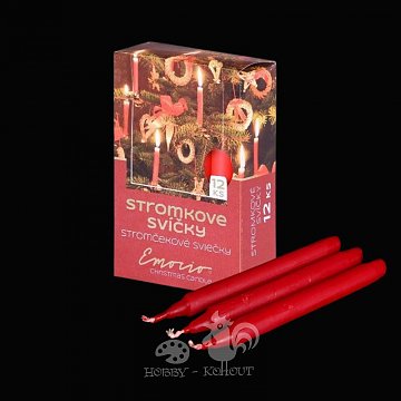 Svíčky stromkové 12 ks červené