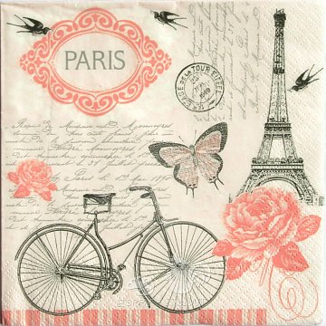 Ubrousek na decoupage - vzor 1815 Paříž, růže, kolo