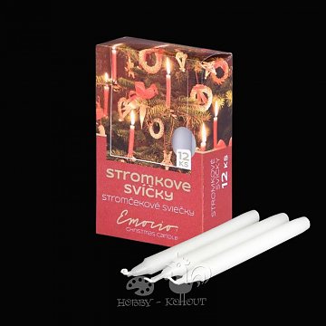 Svíčky stromkové 12 ks bílé