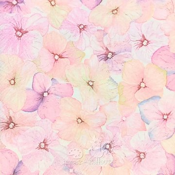 Ubrousek na decoupage - vzor 0225 růžové kytičky 25x25cm
