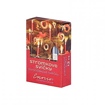 Svíčky stromkové 12 ks stříbrné metalické