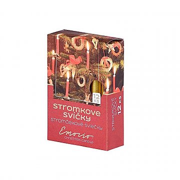 Svíčky stromkové 12 ks zlaté metalické