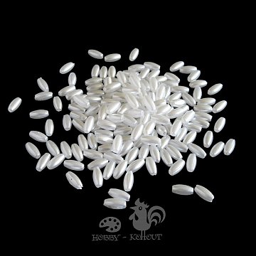 Perličky oválné - rýže 8x4 mm bílá 10 g