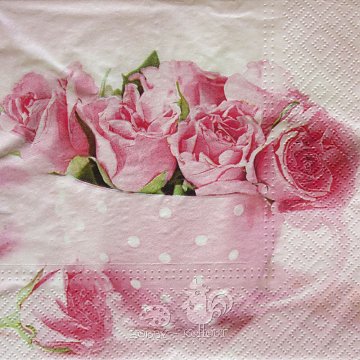 Ubrousek na decoupage - vzor 0236 růže růžové