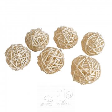 Ratanové kuličky 3 cm - bělené 1 ks