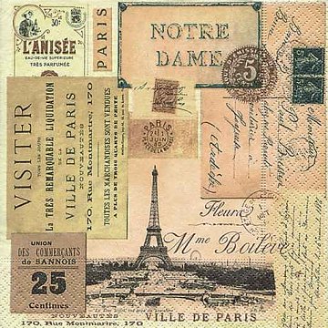 Ubrousek na decoupage - vzor 1816 Paříž retro