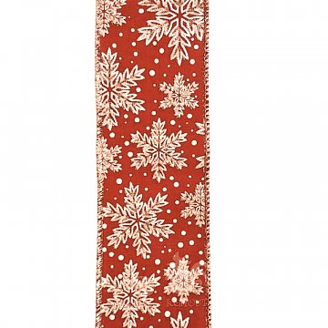 Stuha juta vločky š. 60 mm - bordó se zlatou, doprodej