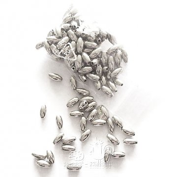 Perličky oválné - rýže 6x3 mm stříbrná 10 g