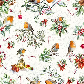 Ubrousek na decoupage - vzor 4457 malé motivy ptáčci vánoce