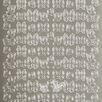 Etikety samolepící - Motýlci mini stříbro