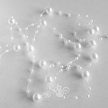 Závěs z plastových perel - bílá 1,3 m