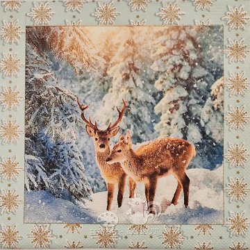 Ubrousek na decoupage - vzor 2665 jelen, zima, les