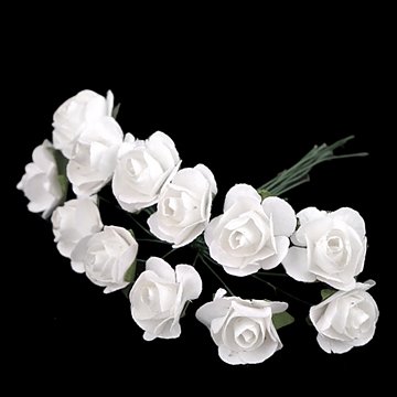 Drobné růžičky 2 cm - svazek 12 ks bílé