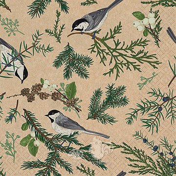 Ubrousek na decoupage - vzor 4460 ptáčci zima eko