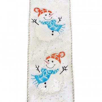 Stuha dekorační š. 6,5 cm - sněhulák 1 m