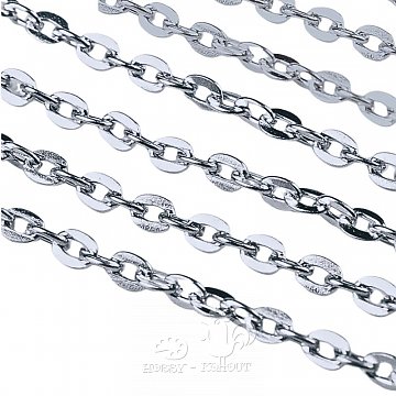 Řetízek bižuterní plochý 4x3 mm - platina 1 m