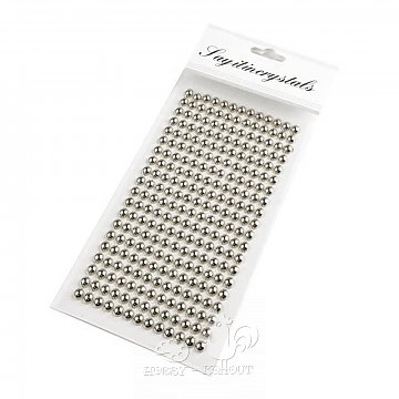 Samolepící perličky stříbrné 6 mm / 260 ks
