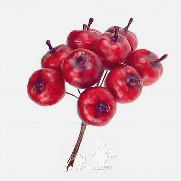 Dekorace jablíčka 2 cm - svazek 10 ks červená tm.