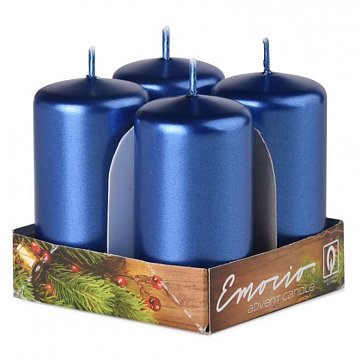 Svíčky adventní metalické 4 ks modré