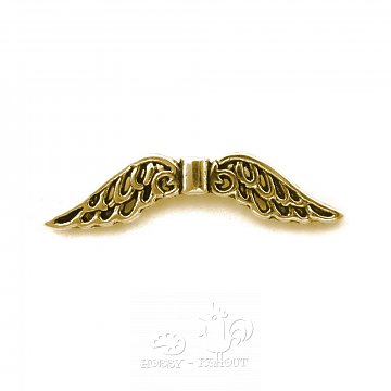 Kovový korálek - andělská křídla zlatá