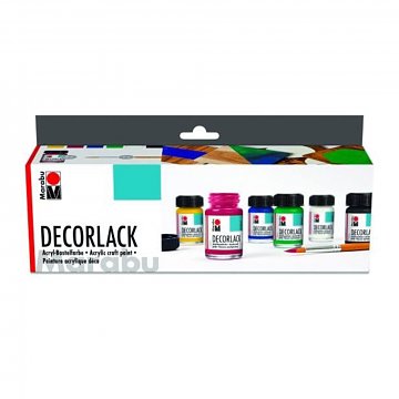Akrylové barvy Decorlack lesklé - sada 6 ks a štětec