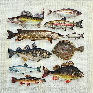 Ubrousek na decoupage - vzor 2002 ryby