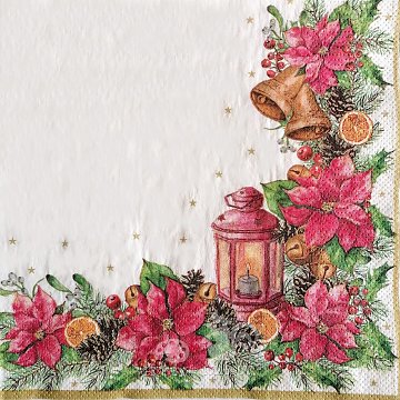 Ubrousek na decoupage - vzor 4464 vánoční růže, lucerna - poslední 1 ks