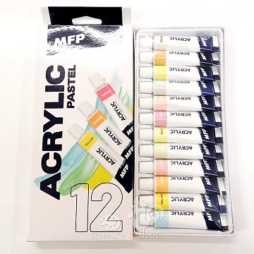 Akrylové barvy sada 12 ks x 12 ml pastelové