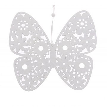 Dekorace motýl bílý 19 cm