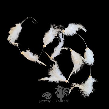 Peří bílé na drátku - girlanda 70 cm