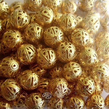 Kovový korálek kulička 10 mm zlatý