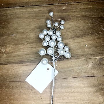 Dekorace - perličky na drátku, svazek 15 cm
